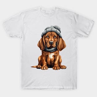 Winter Bloodhound Dog T-Shirt